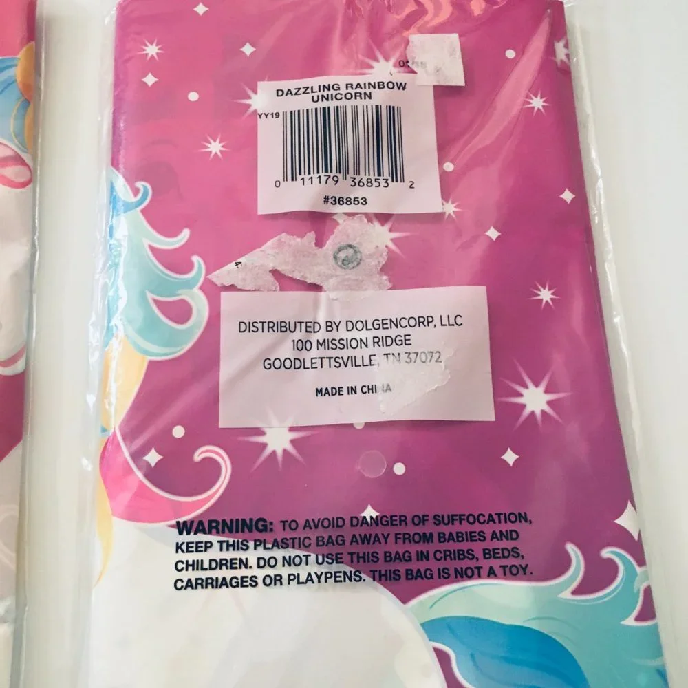 Lot of 4 Pink Unicorn Party Plastic Tablecovers